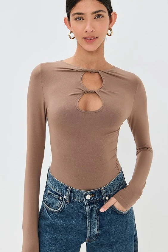 Sexy Solid Cutout Long Sleeve Fitted Base Layer - Image 8