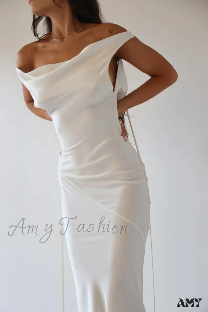Amy Fashion - Sexy Spaghetti Strap Satin Lace Up Backless Long Dress - Image 4