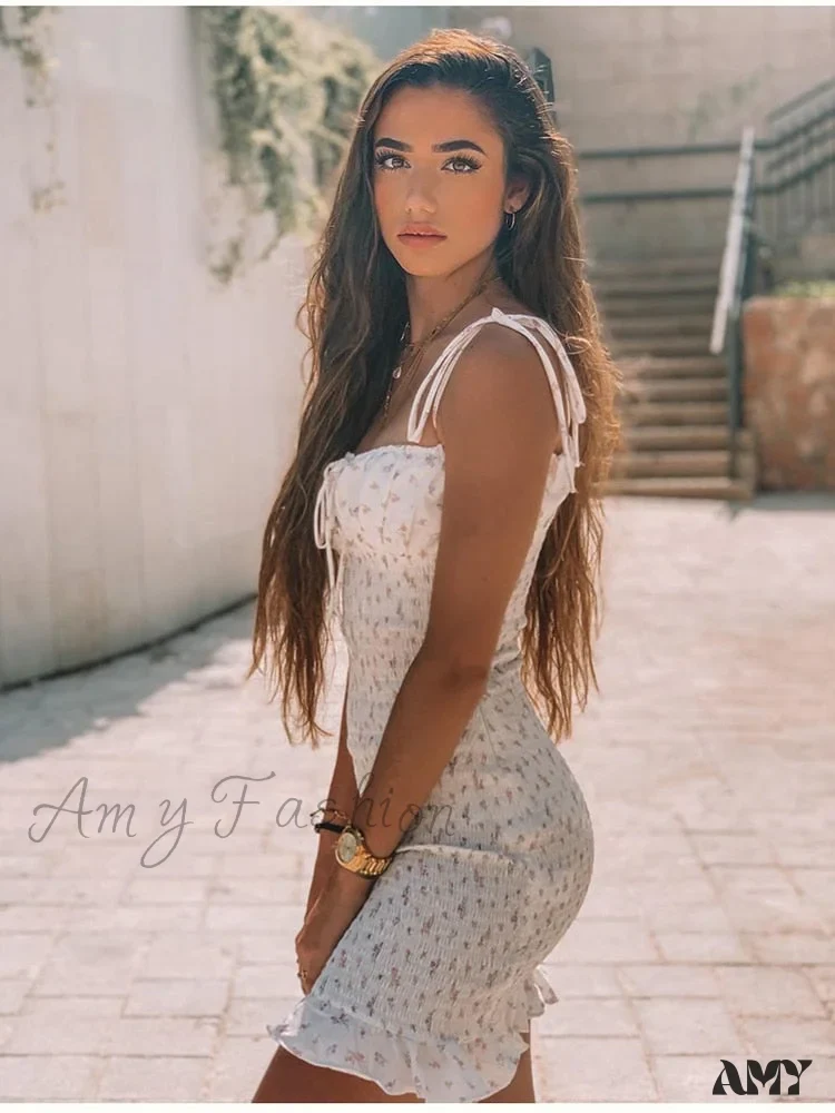 Amy Fashion - Sexy Spaghetti Straps Pleated Ruched Dresses - Image 11