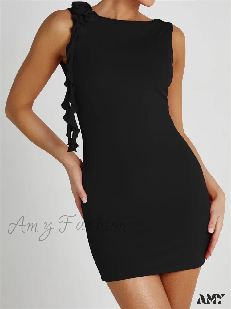 Amy Fashion - Sexy Summer Backless Flower Patchwork Tassels Sleeveless Party Mini Dress - Image 5