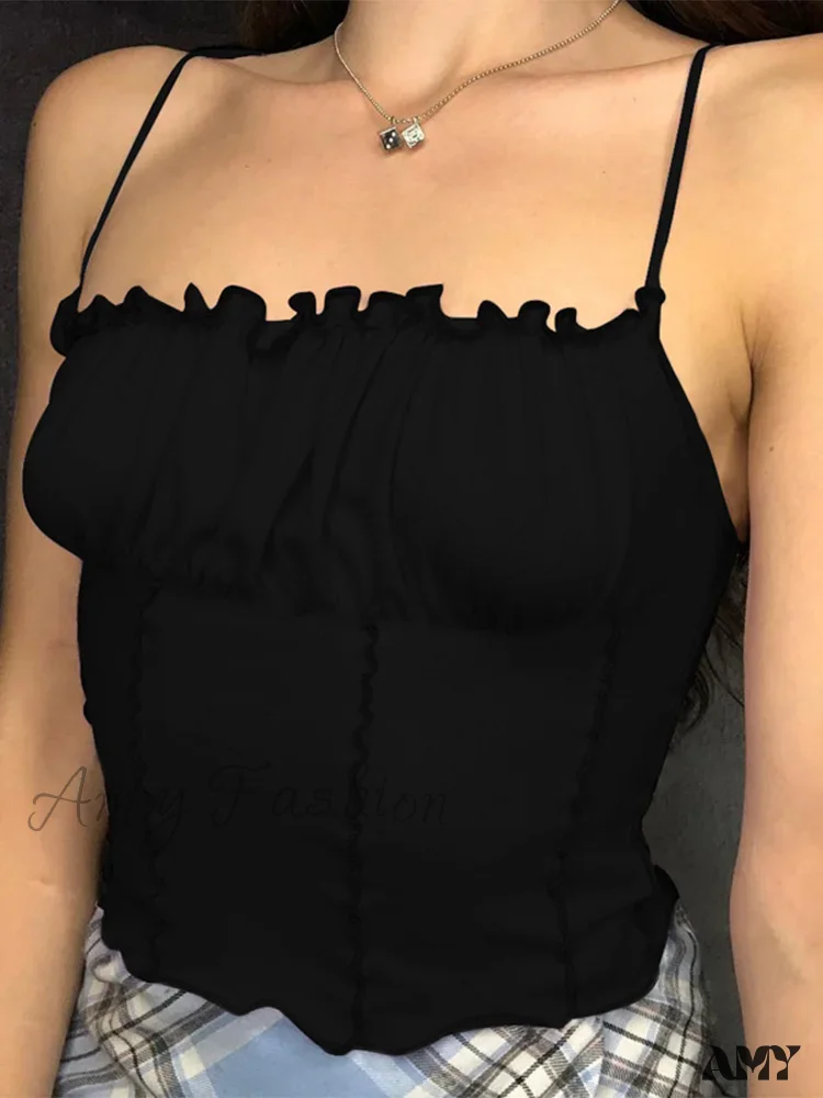 Sexy Summer Ruffles Fashion Sleeveless Strapless Ruched Crop Top - Image 4