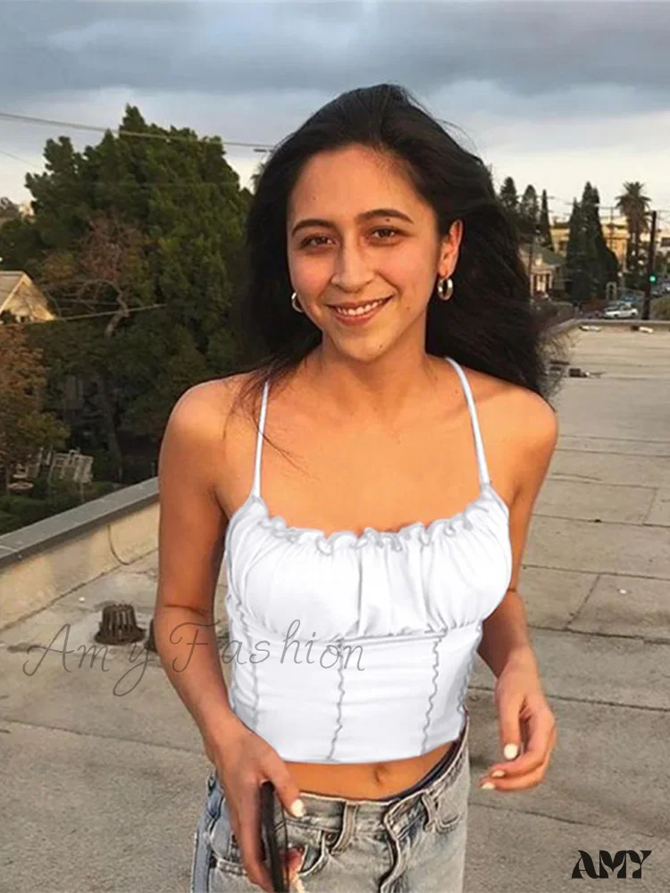 Sexy Summer Ruffles Fashion Sleeveless Strapless Ruched Crop Top - Image 5