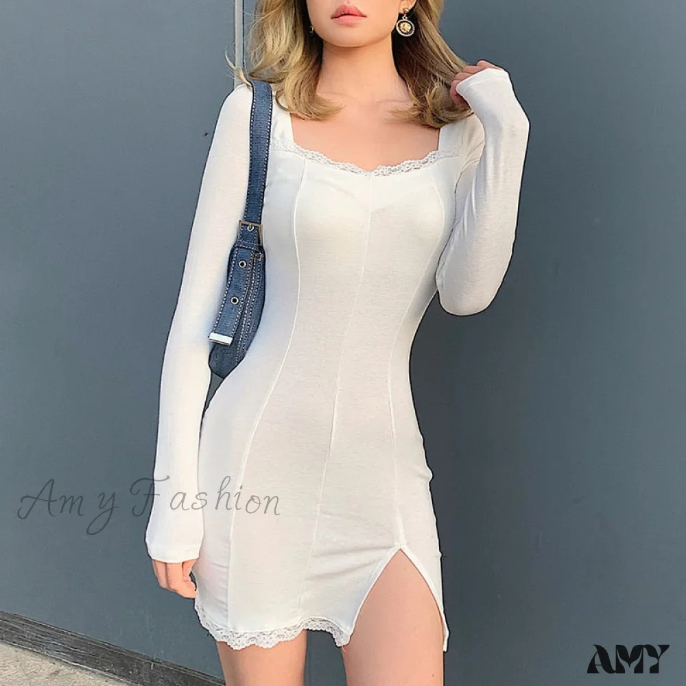 Amy Fashion - Sexy Lace Bandage Bodycon Short Mini Dress - Image 2