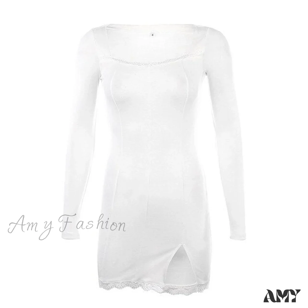 Amy Fashion - Sexy Lace Bandage Bodycon Short Mini Dress - Image 4