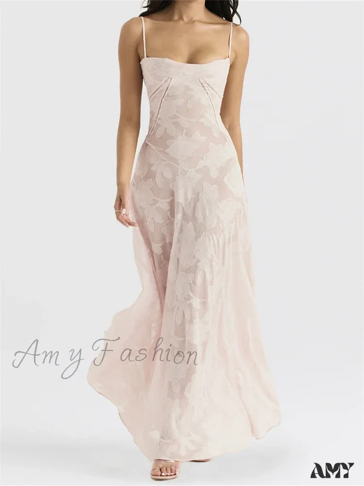 Amy Fashion - Sexy Women Sleeveless Spaghetti Strap  Sling Lace Floral Backless Criss-cross Tie-up Summer Vestidos - Image 2