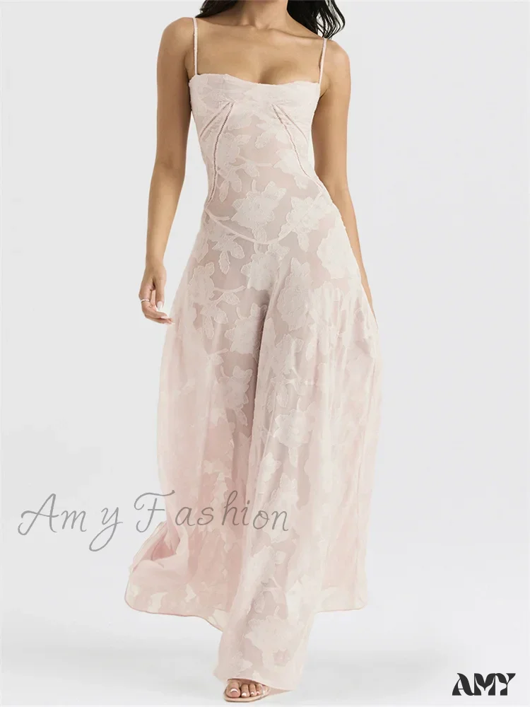 Amy Fashion - Sexy Women Sleeveless Spaghetti Strap  Sling Lace Floral Backless Criss-cross Tie-up Summer Vestidos - Image 3