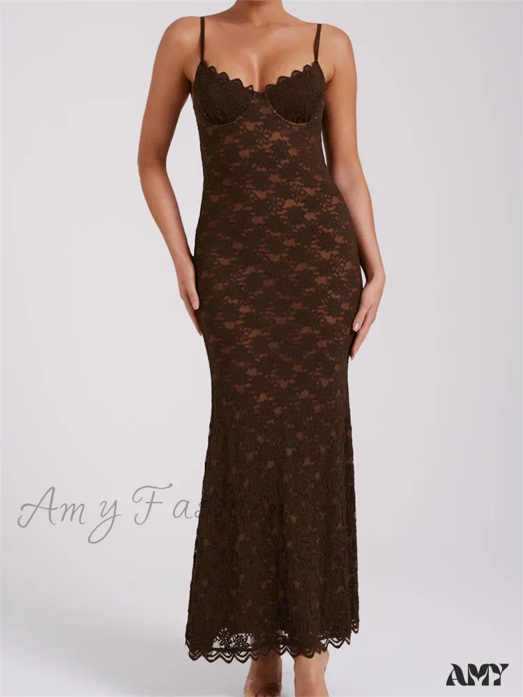 Amy Fashion - Sexy Women Summer Sleeveless Strap Backless V Neck Lace Floral Evening Party Female Vestidos - Image 3