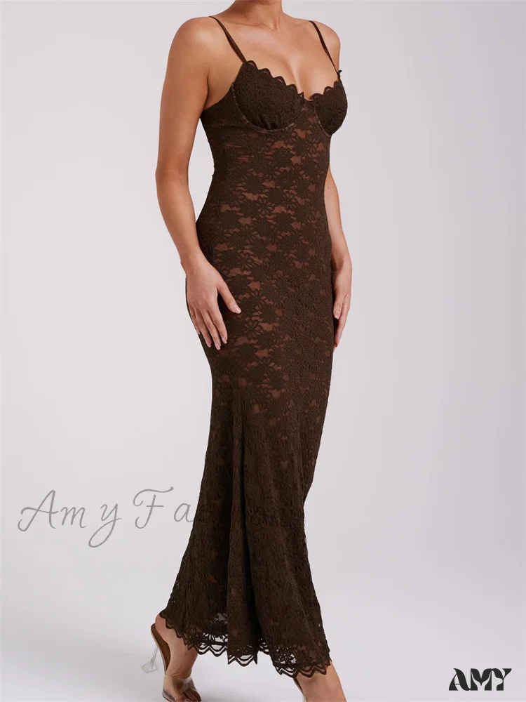 Amy Fashion - Sexy Women Summer Sleeveless Strap Backless V Neck Lace Floral Evening Party Female Vestidos - Image 5