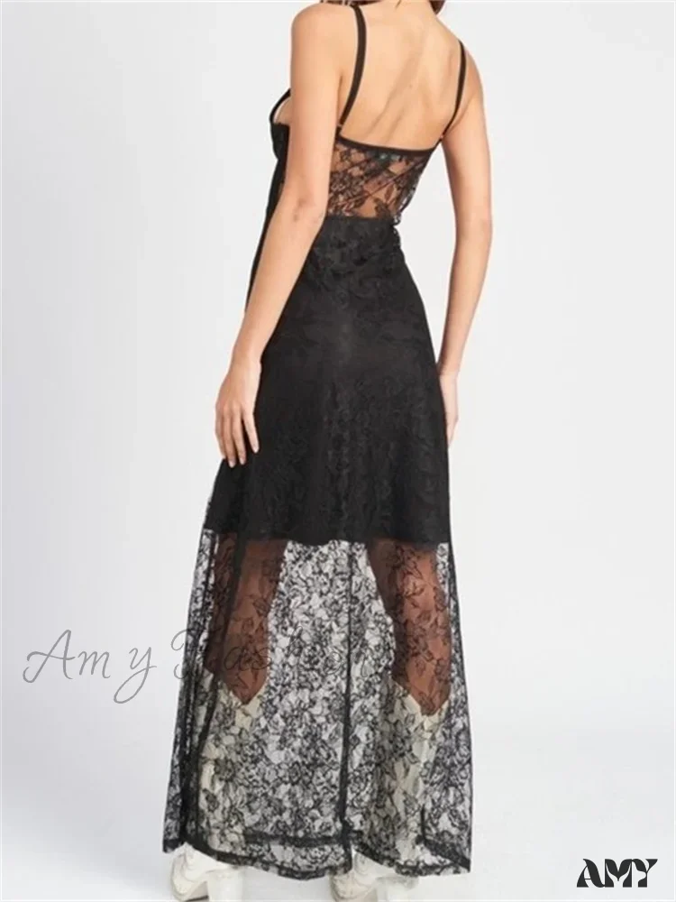 Amy Fashion - Sexy Women V Neck Sleeveless  Lace Patchwork Flower Embroidery Slim Tank  Summer Party Vestidos - Image 3