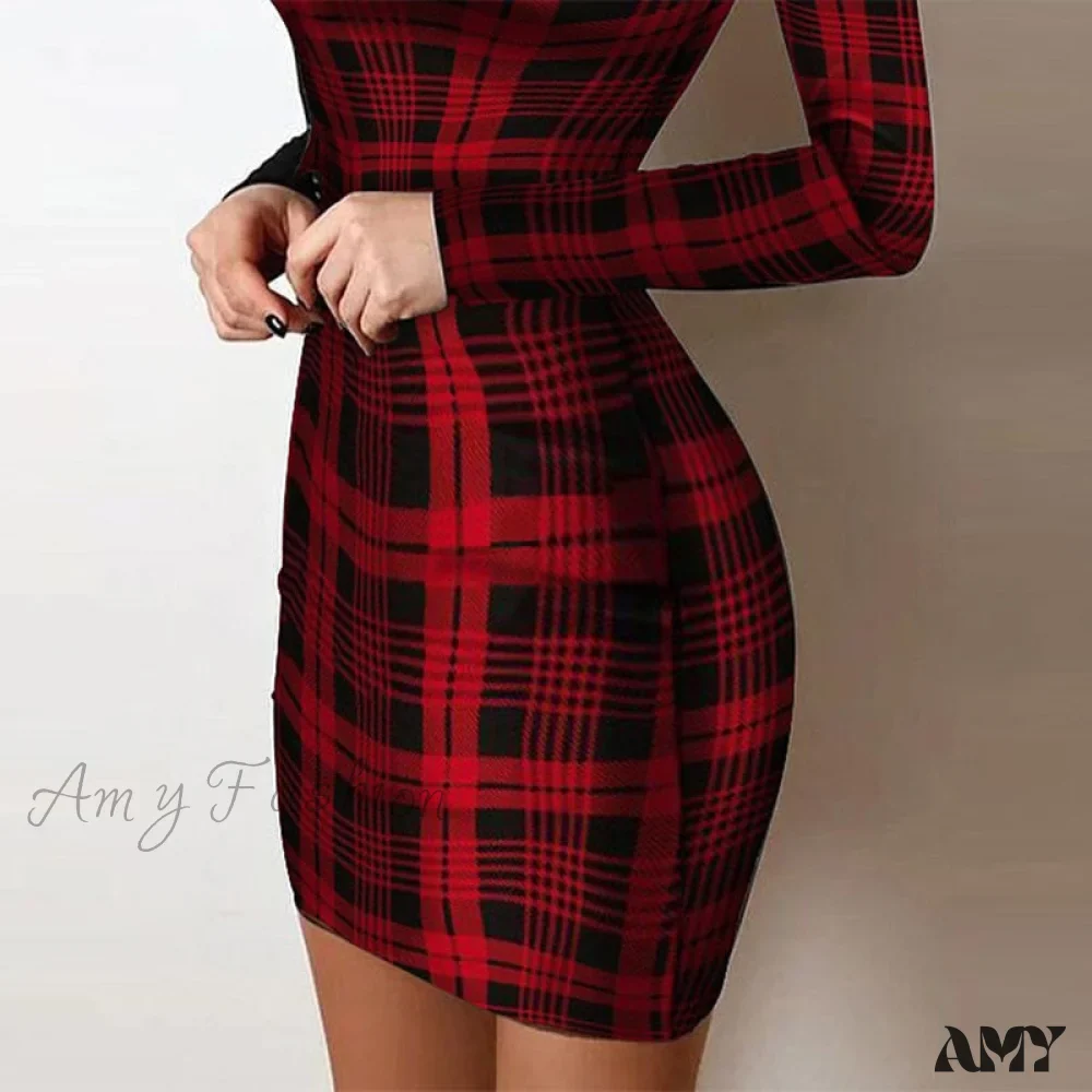 Amy Fashion - Shiny Silk Turtleneck Mesh Patchwork Long Sleeve A-line Dress - Image 18