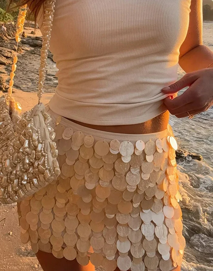 Shiny Solid High Waist Mini Skirt