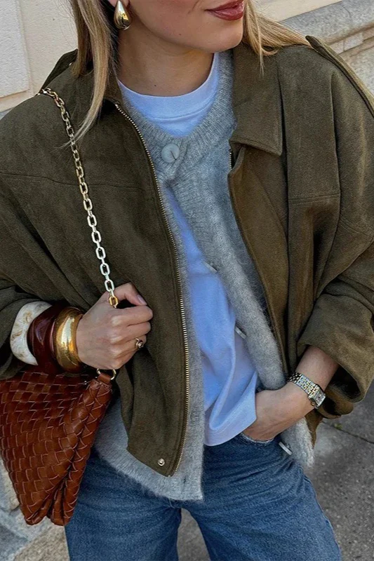 Shoulder-Buttoned Waist-Cinched Bomber Jacket - Image 2