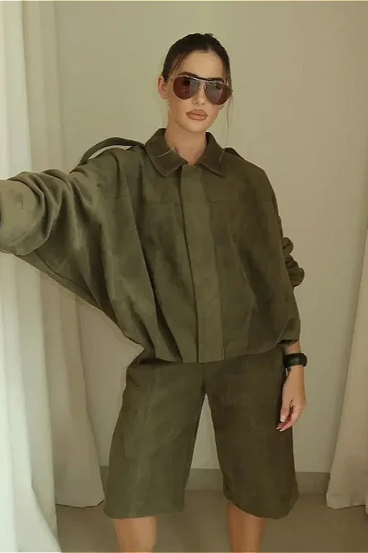 Shoulder-Buttoned Waist-Cinched Bomber Jacket - Image 3