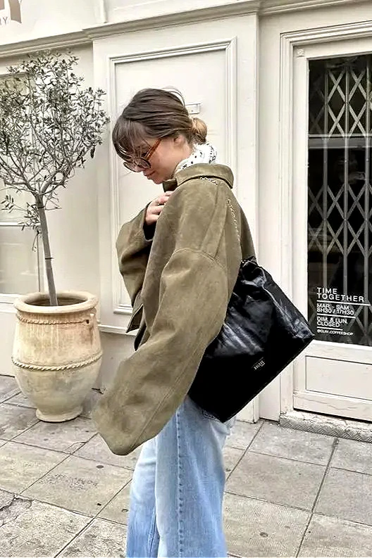 Shoulder-Buttoned Waist-Cinched Bomber Jacket - Image 6