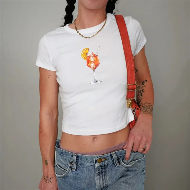 Shrimp Print Slim Fit Crop T-shirt - Image 2