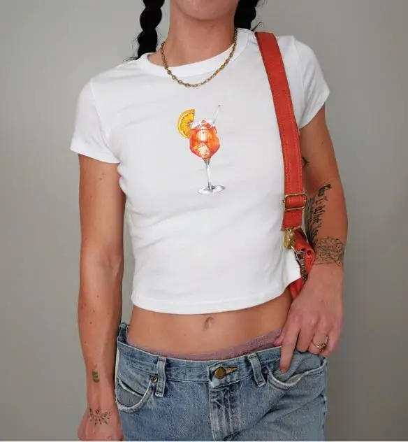 Shrimp Print Slim Fit Crop T-shirt - Image 4