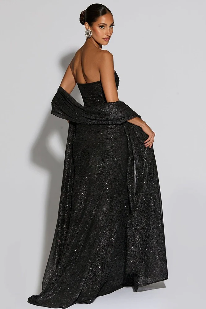 Silver-Foil Strapless Slim-Fit Party Dress - Image 2
