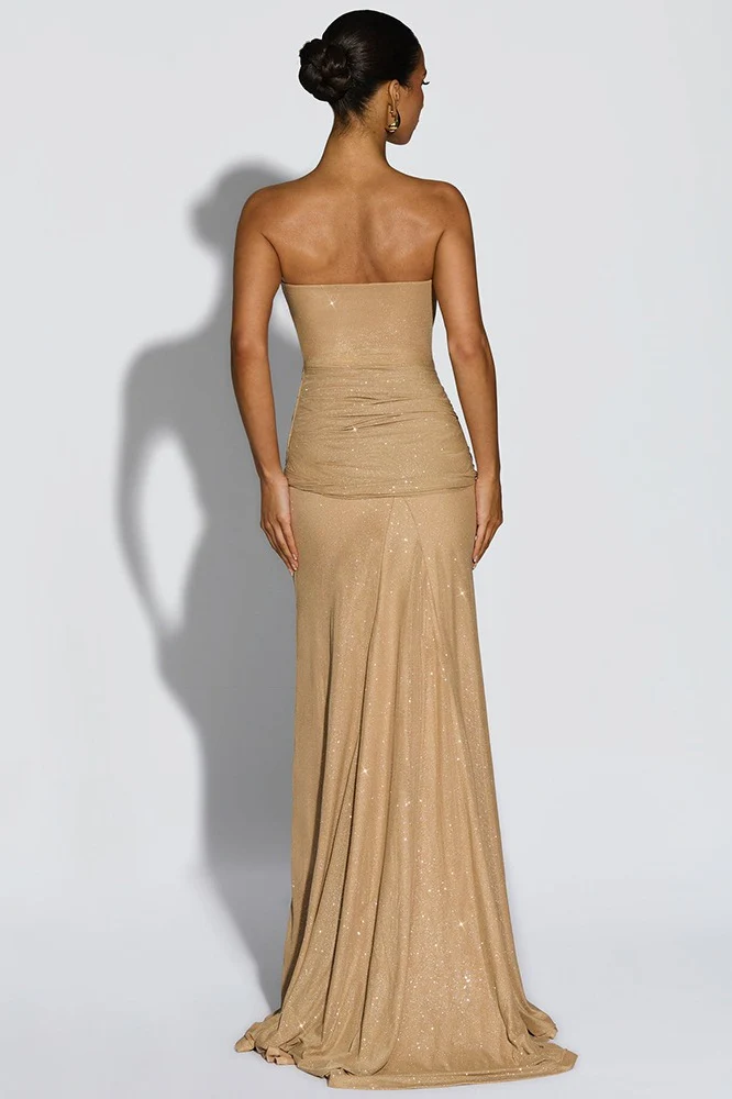 Silver-Foil Strapless Slim-Fit Party Dress - Image 6