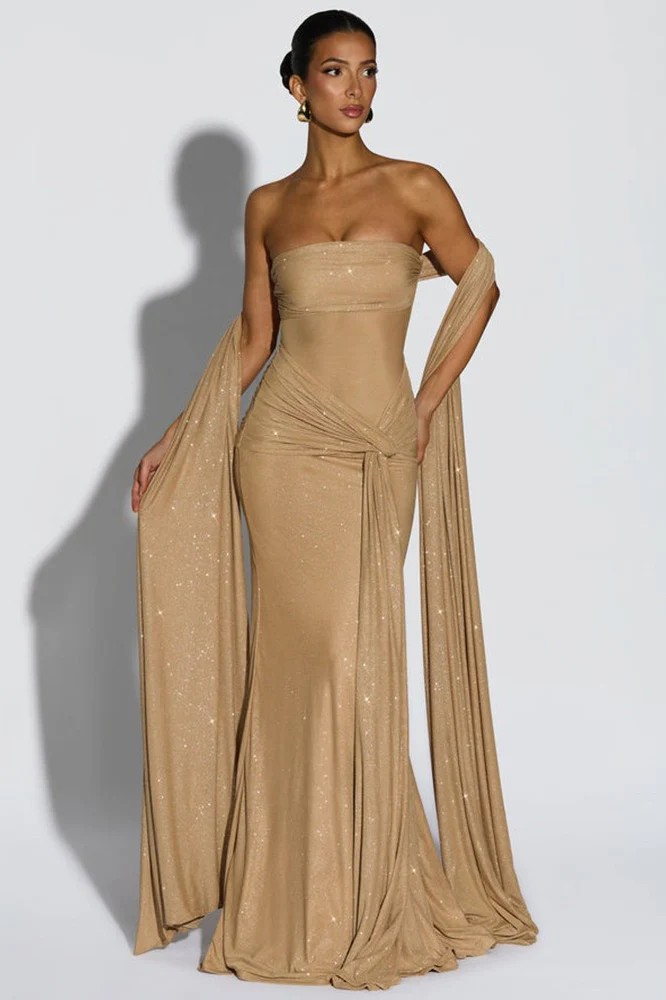 Silver-Foil Strapless Slim-Fit Party Dress - Image 7