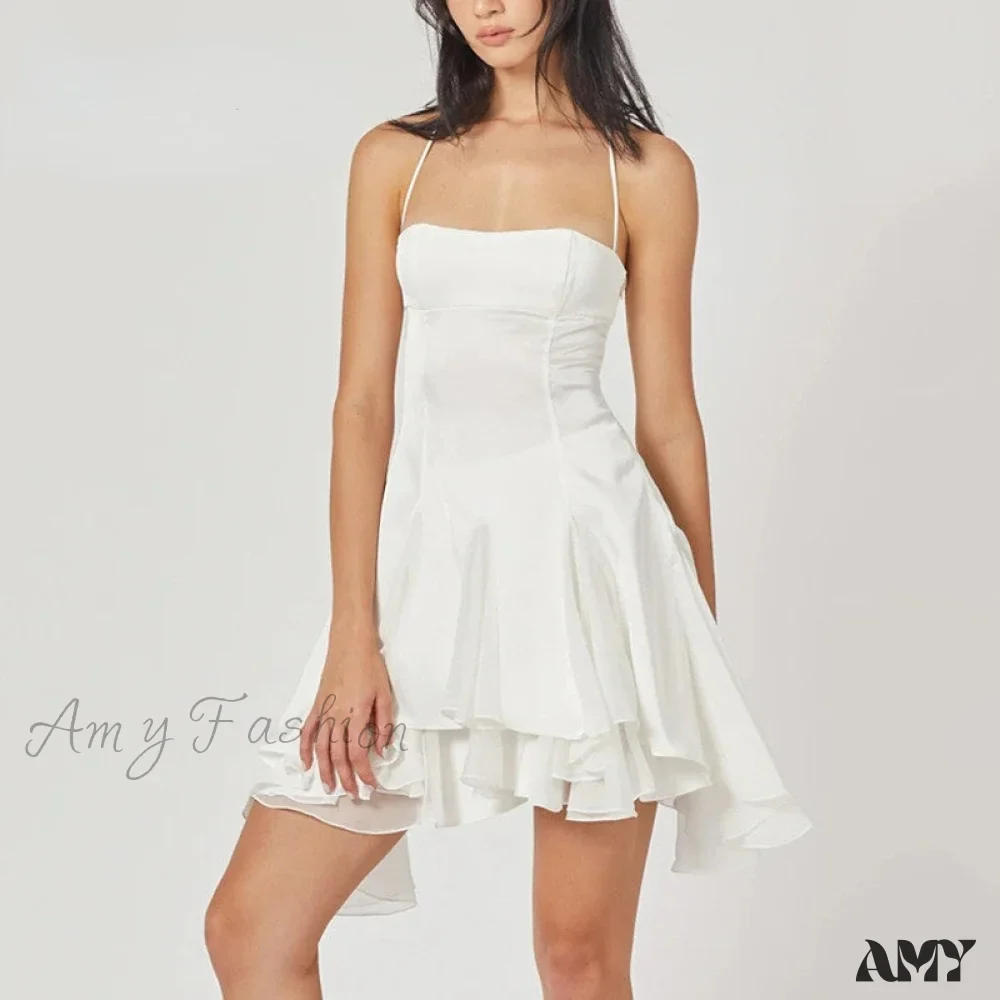 Amy Fashion - Slash Neck Backless Halter Holiday Sleeveless Dress - Image 5