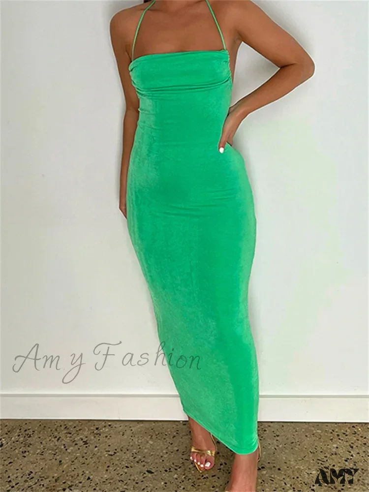 Amy Fashion - Sleeveless Backless Drawstring Hollow Out Sexy Split Summer Women Party Y2K Beach Vestidos - Image 6