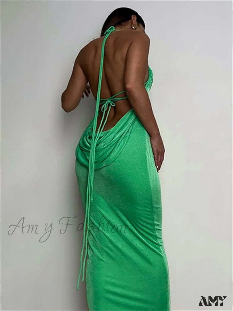 Amy Fashion - Sleeveless Backless Drawstring Hollow Out Sexy Split Summer Women Party Y2K Beach Vestidos - Image 8