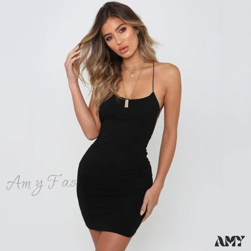 Amy Fashion - Sleeveless Bodycon Fashion Party Mini Dress - Image 4