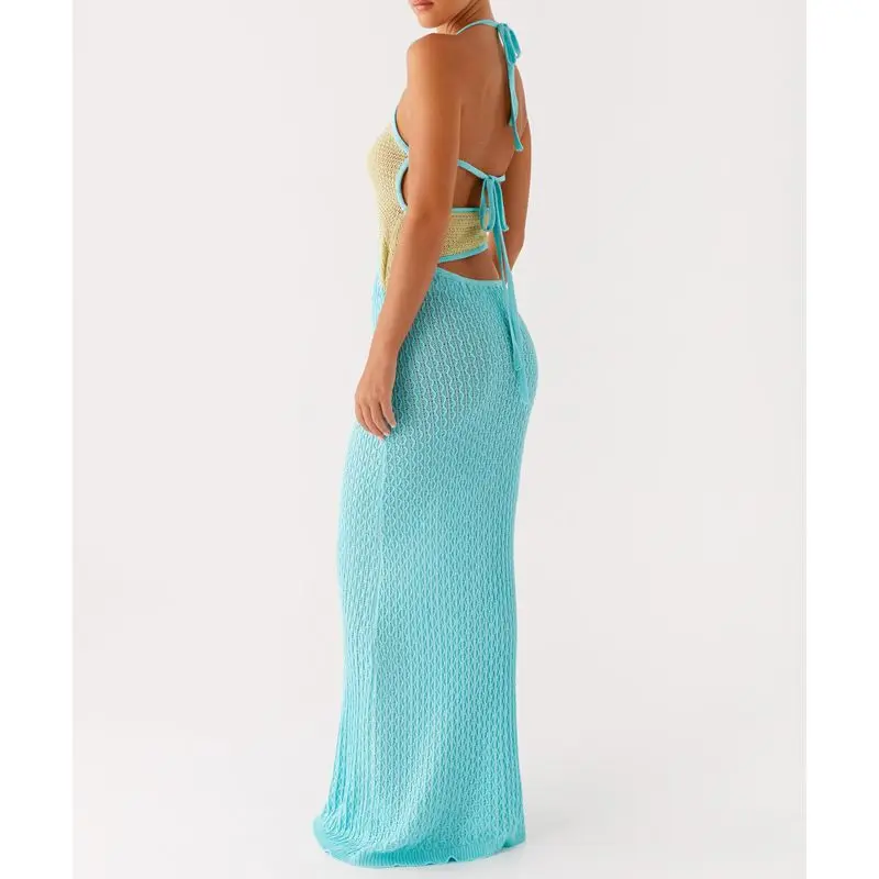Sleeveless Cutout Knitwear Color Bodycon Dress - Image 4