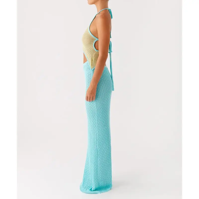 Sleeveless Cutout Knitwear Color Bodycon Dress - Image 5