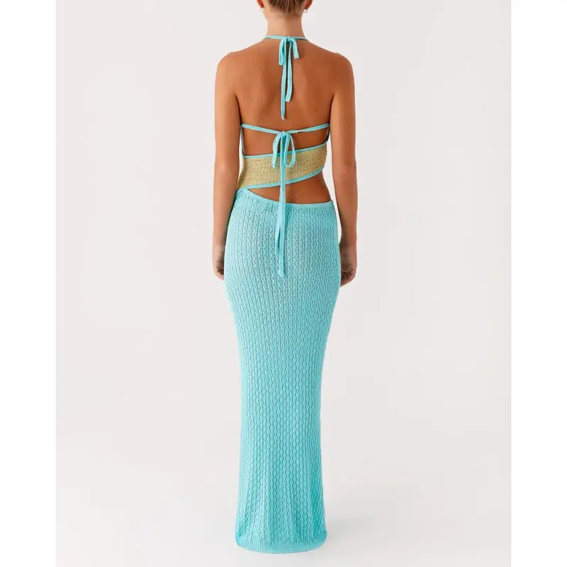 Sleeveless Cutout Knitwear Color Bodycon Dress - Image 6