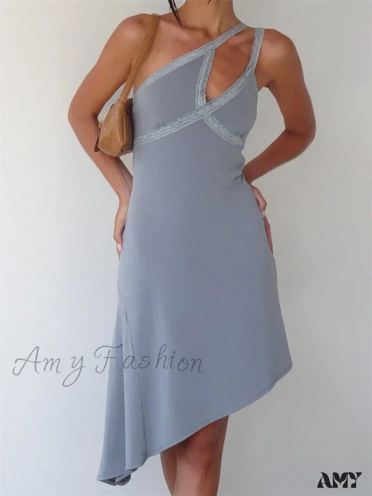 Amy Fashion - Sleeveless Lace Strap Off Shoulder Hollow Out Mini Dress - Image 2