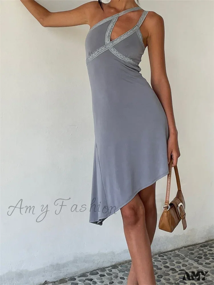 Amy Fashion - Sleeveless Lace Strap Off Shoulder Hollow Out Mini Dress - Image 4