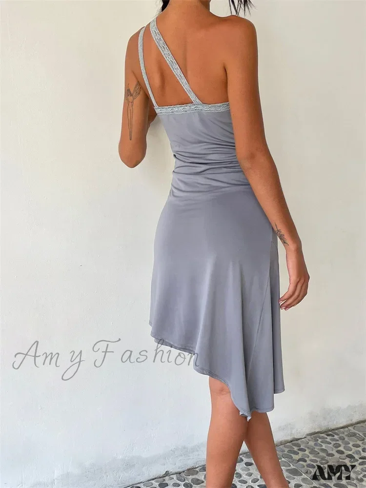 Amy Fashion - Sleeveless Lace Strap Off Shoulder Hollow Out Mini Dress - Image 5