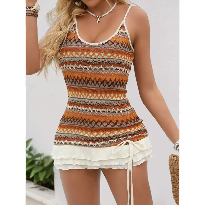 Sleeveless Neck Slim Layer Bodycon Dress