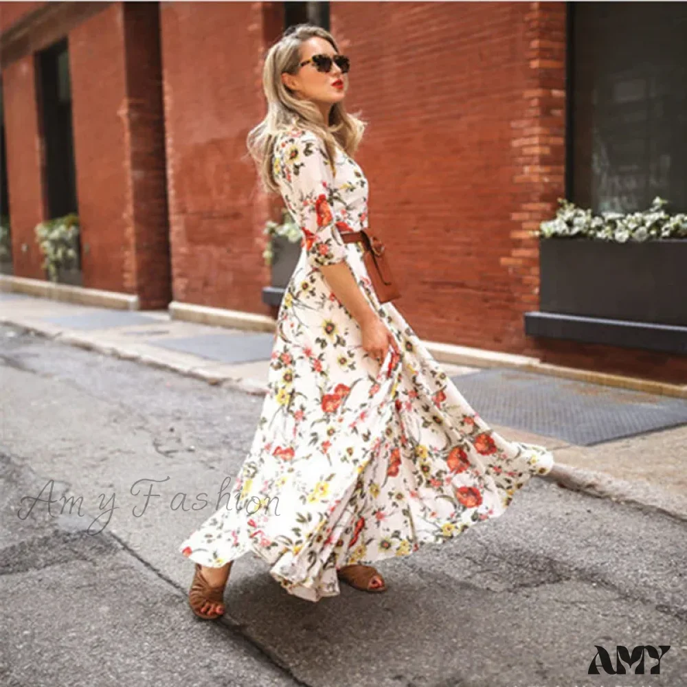 Amy Fashion - Slim Bodycon Sexy Long Streetwear Plus Size Boho Dress - Image 4