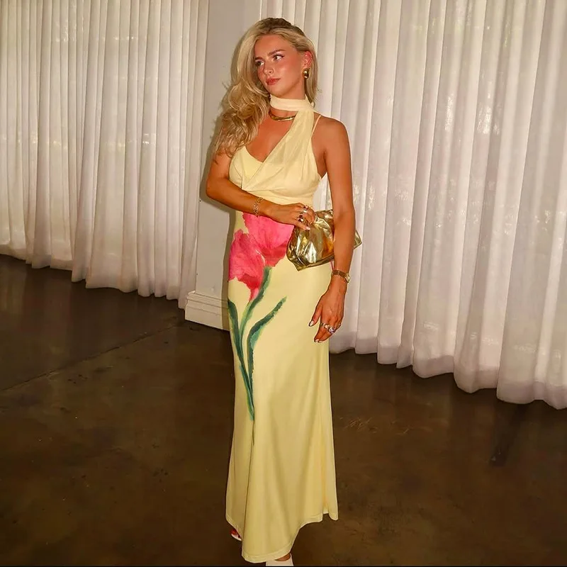 Slim Floral Fishtail Cami Vacation Dress - Image 3