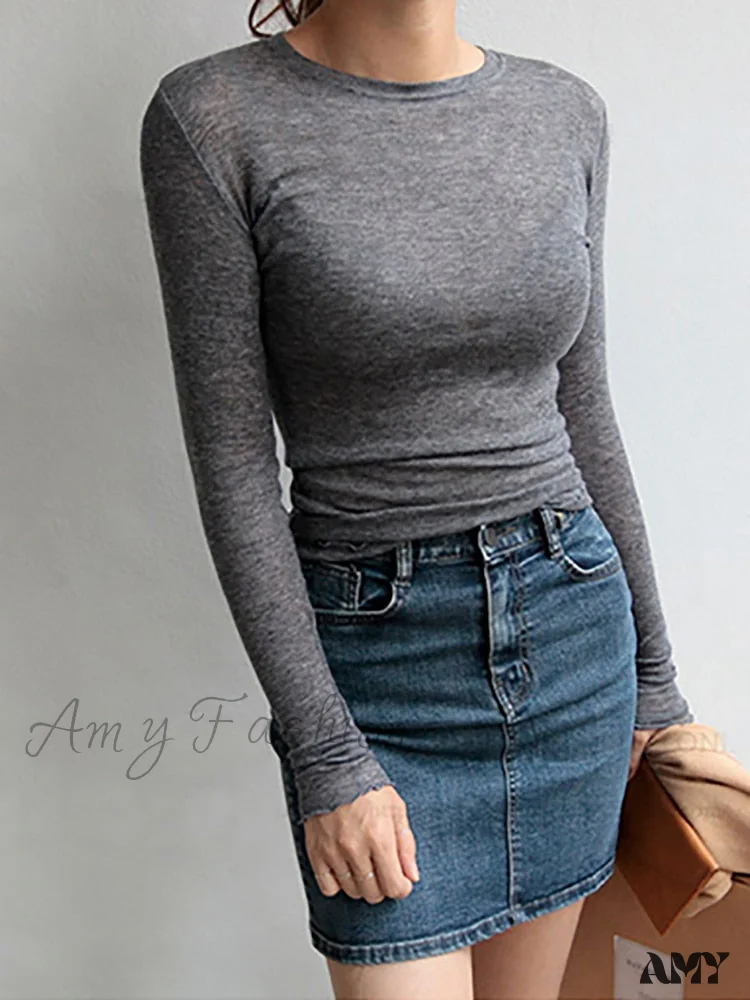Amy Fashion - Slim High Quality Plain T Shirt - Image 4