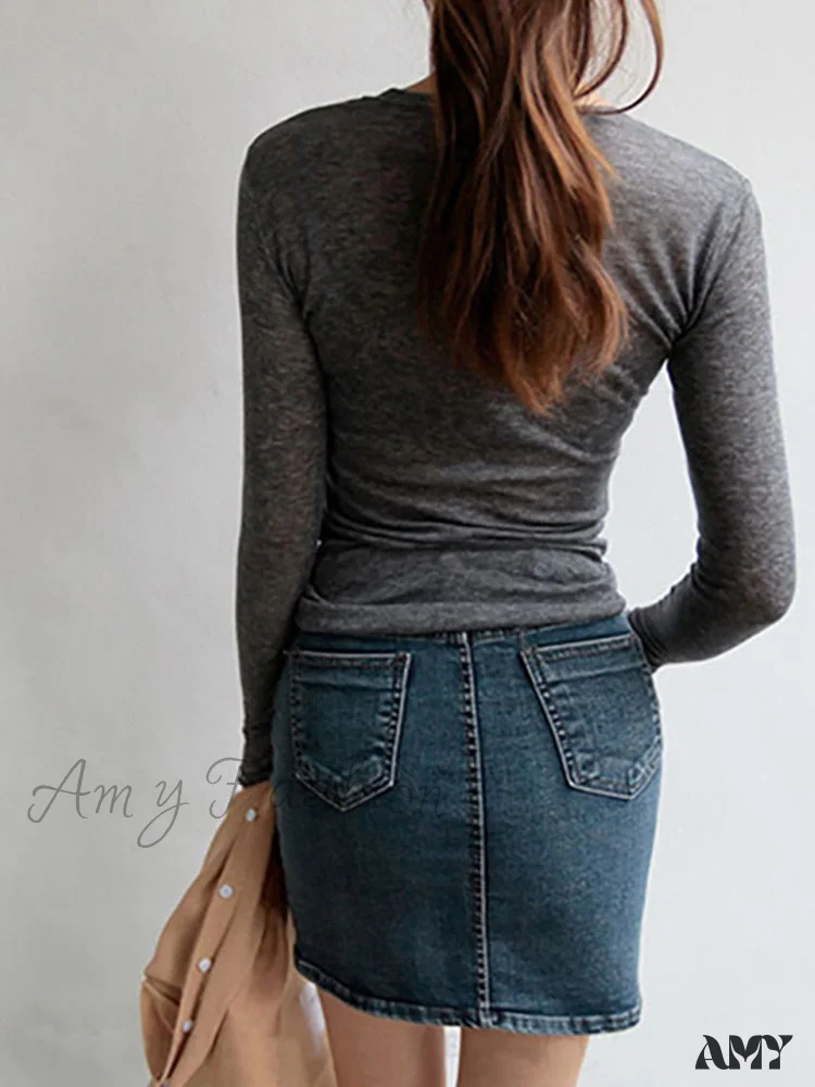 Amy Fashion - Slim High Quality Plain T Shirt - Image 5
