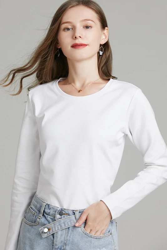 Slim Mercerized Cotton Crew Neck Solid Base Layer - Image 2