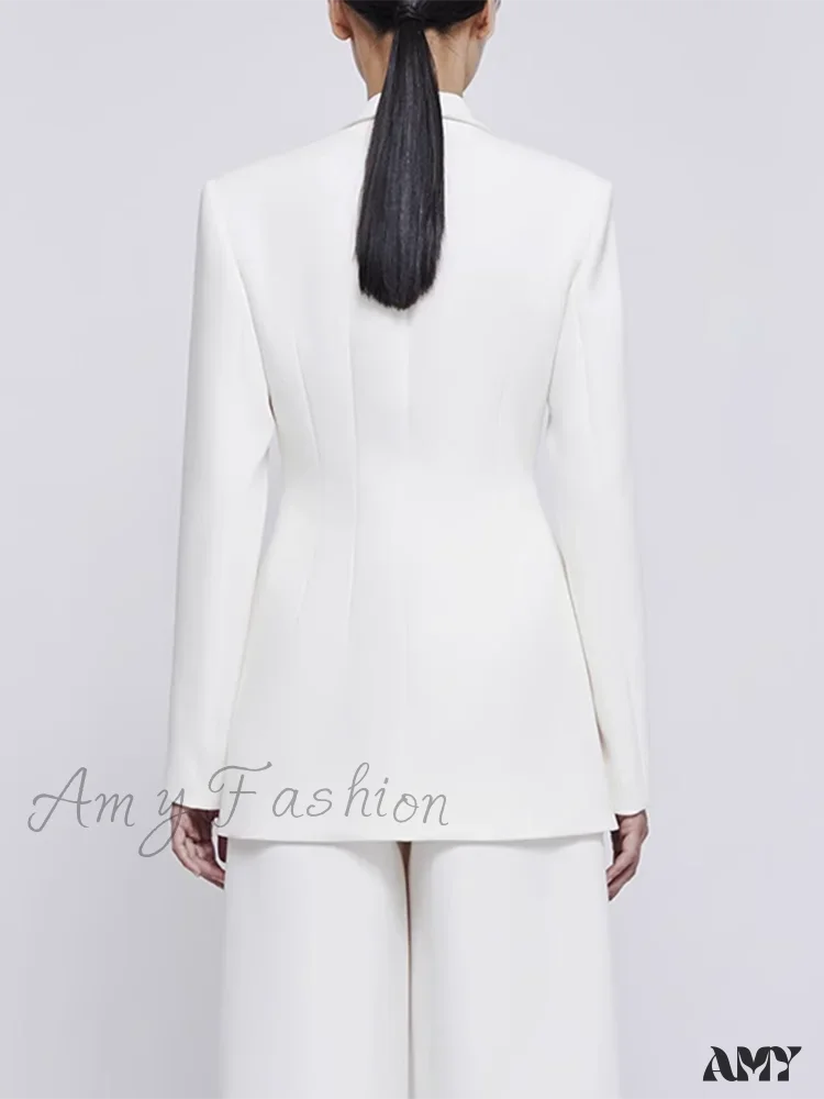 Slimming Hollow Out Casual Lapel Long Sleeve Notched Collar Patchwork Belt Fashion Style Coats Blazer - Image 4