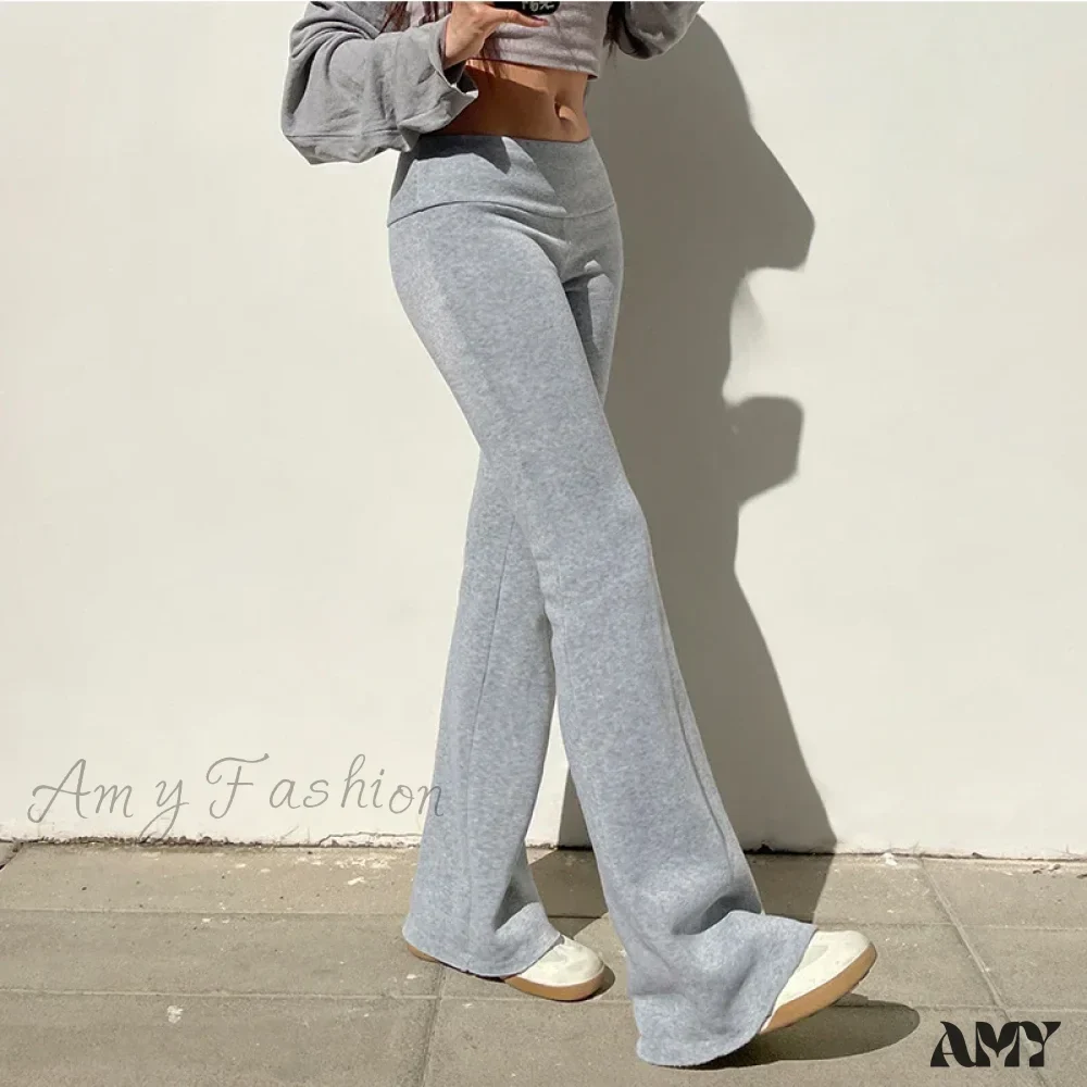 Solid Bell Bottoms Thin Velvet Casual Low Waist Pants - Image 4