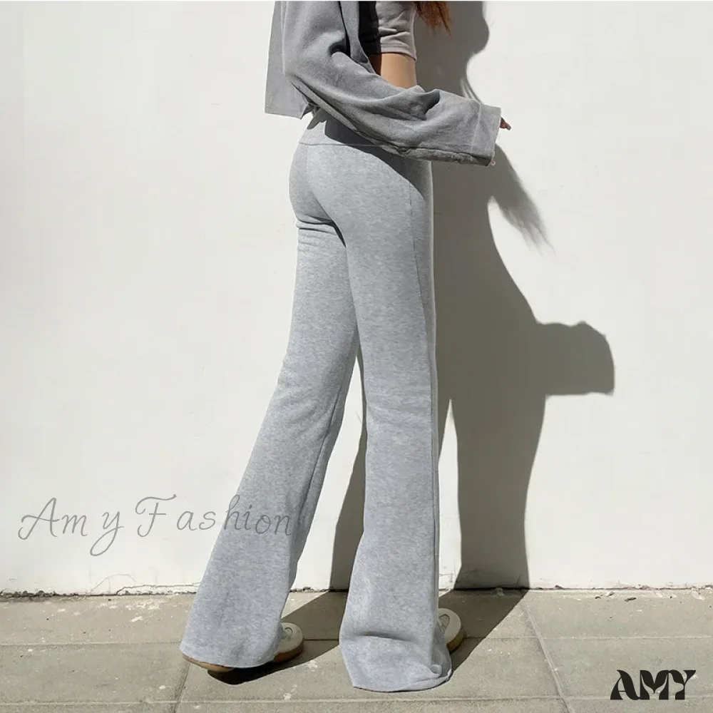 Solid Bell Bottoms Thin Velvet Casual Low Waist Pants - Image 6