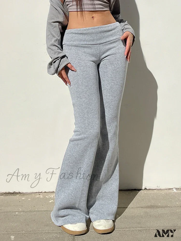 Solid Bell Bottoms Thin Velvet Casual Low Waist Pants - Image 7