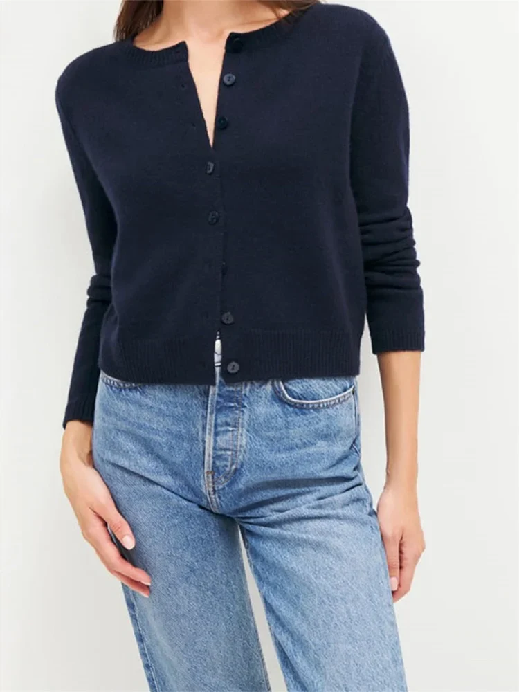 Solid Button Long Sleeve Knit Cardigan - Image 4