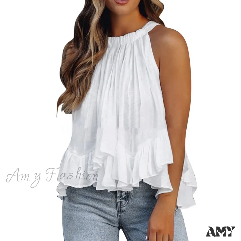 Amy Fashion - Solid Color Floral Polka Dot Blouses - Image 6