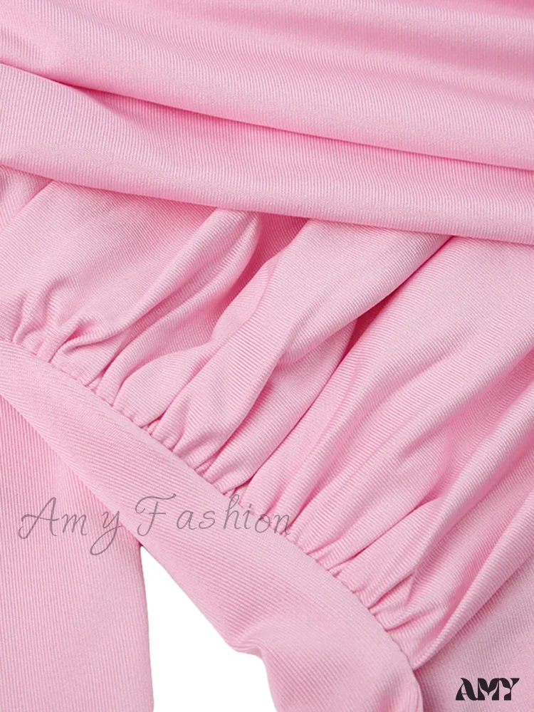 Solid Color Front Cross V-Neck Off Shoulder Blouse - Image 3