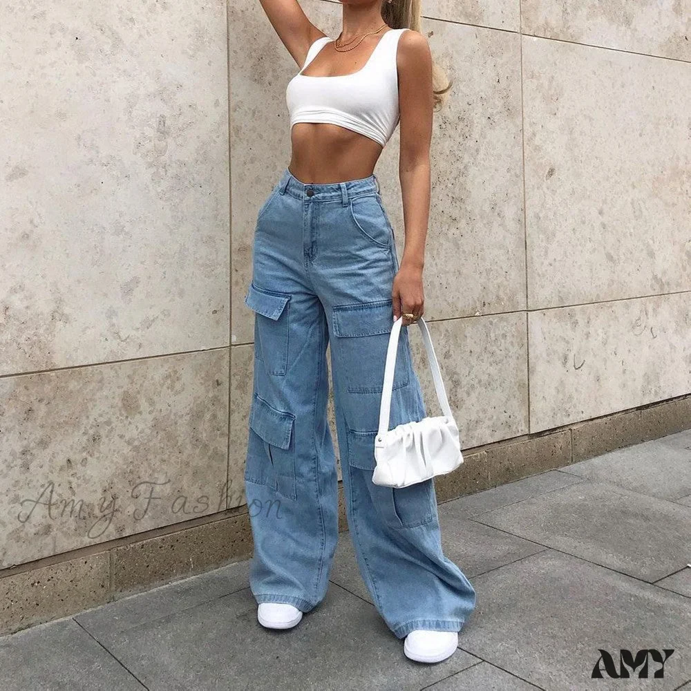 Amy Fashion - Casual Loose Baggy Cargo Jeans - Image 5