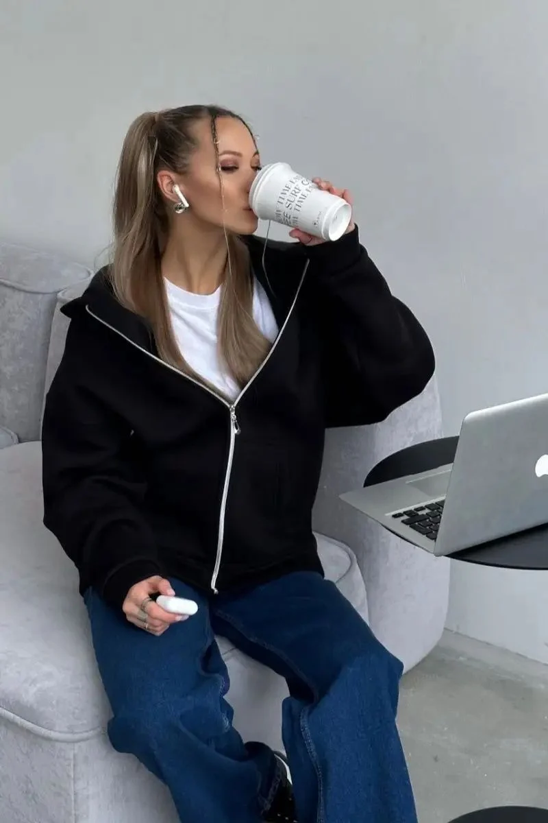 Solid Color Loose Street Style Hoodie - Image 4