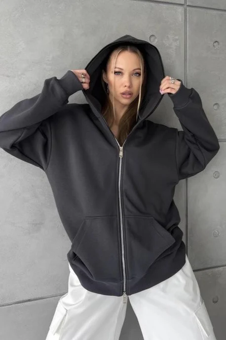 Solid Color Loose Street Style Hoodie - Image 6