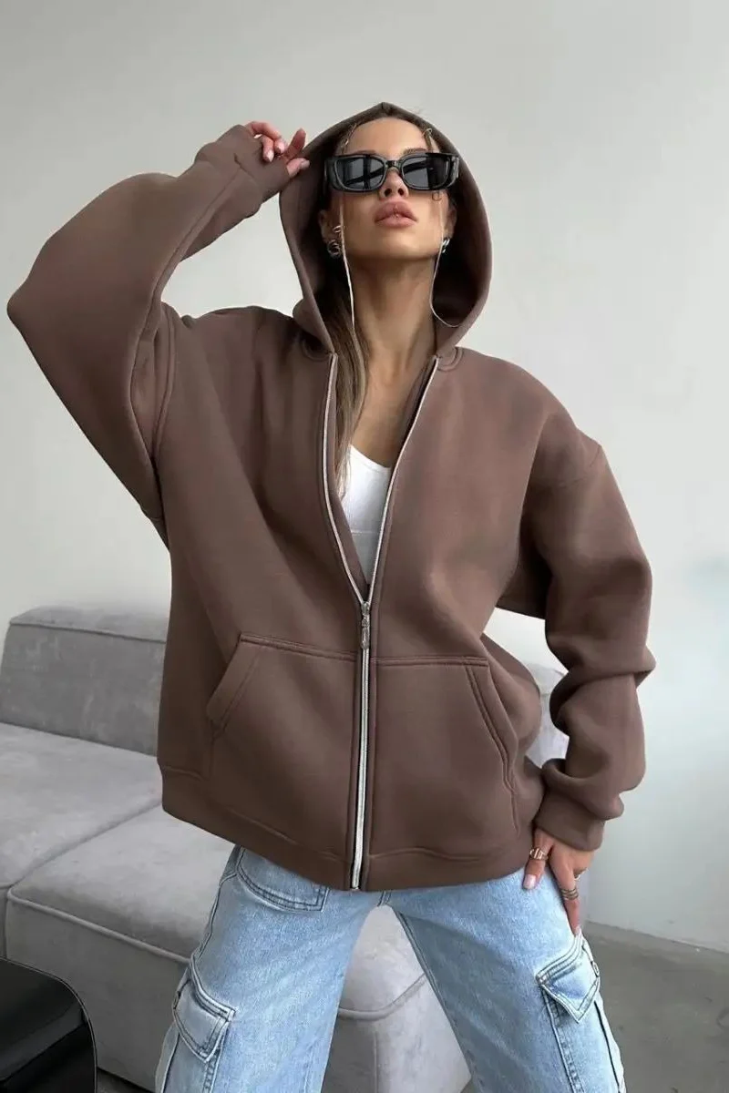 Solid Color Loose Street Style Hoodie - Image 8